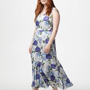 Sam Edelman Sleeveless V-neck Floral Print Dress W/ Flounce Hem